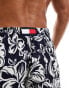 Tommy Hilfiger Essential drawstring swim short in monochrome tropical print