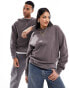 ASOS DESIGN unisex oversized sweatshirt in washed brown Серый, XS - фото #2