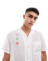 ASOS DESIGN relaxed revere textured shirt with embroidery