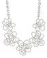 ფოტო #1 პროდუქტის Silver-Tone Pavé & Crystal Flower Statement Necklace, 16" + 3" extender