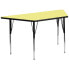 29.5''W X 57.25''L Trapezoid Yellow Thermal Laminate Activity Table - Standard Height Adjustable Legs