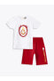 LCW Kids Bisiklet Yaka Galatasaray Baskılı Kısa Kollu Erkek Çocuk Şortlu Pijama Takımı