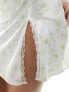 Glamorous a line mini skirt with thigh split in pink vintage floral with lace trim 38 - фото #5