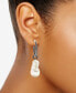 Cultured Freshwater Baroque Pearl (13-15mm) & Black Spinel (2-3/4 ct. t.w.) Dangle Hoop Earrings in Sterling Silver