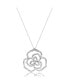 ფოტო #3 პროდუქტის Suzy Levian Sterling Silver Cubic Zirconia Open Wild Flower Pendant Necklace