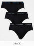 Фото #1 товара Calvin Klein cotton stretch briefs 3 pack in black with coloured logo