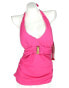 Фото #1 товара SPANX Womens Swimwear Belted Beauty Halter Neck Tie Tankini Top Pink Size 12