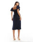 Love Triangle satin midi dress with corset detail in navy Синий, 34 - фото #4