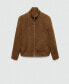 Men's Zipper Detail Suede-Effect Jacket Коричневый, XL - фото #4