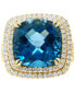 ფოტო #3 პროდუქტის EFFY® London Blue Topaz (12-1/3 ct. t.w.) & Diamond (1-1/5 ct. t.w.) Halo Statement Ring in 14k White Gold (Also available in 14k Gold)