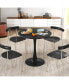 31.5" Round Dining Table with Anti-Slip PP Ring-Black