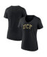 Фото #1 товара Women's Black UCF Knights Basic Arch V-Neck T-shirt