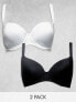 Фото #2 товара ASOS DESIGN Fuller Bust 2 pack microfibre moulded t-shirt bra in black & white