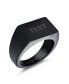 Фото #2 товара Mens Monogram Initial Rectangle Black Signet Ring Stainless Steel Polished Matte Finish