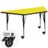 Mobile 25''W X 45''L Trapezoid Yellow Hp Laminate Activity Table - Height Adjustable Short Legs