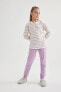 Kız Çocuk Çizgili Penye Pijama Takımı