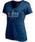 ფოტო #4 პროდუქტის Women's Navy Seattle Kraken Authentic Pro Secondary Logo V-Neck T-shirt