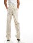 Фото #3 товара ASOS DESIGN Co-ord relaxed linen trouser in stone with frayed seams