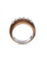 ფოტო #2 პროდუქტის Sterling Silver Hustle American Football Design Brown Rhodium Plated Band Men Ring