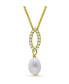 White Cultured Pearl and Pave Cubic Zirconia Pendant Necklace
