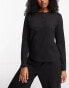 ASOS DESIGN mix & match cotton long sleeve henley pyjama top in black Черный, 32 - фото #1