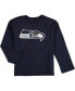 Фото #1 товара Preschool Boys and Girls Seattle Seahawks Team Logo College Navy Long Sleeve T-shirt