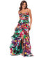 Women's Printed Tiered Ruffle-Trim Long Dress