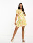 Wednesday's Girl Maternity flutter sleeve floral print mini dress in yellow