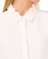 ფოტო #7 პროდუქტის Women's Floral-Appliqué Collared Long-Sleeve Blouse