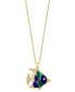 ფოტო #1 პროდუქტის EFFY® Lapis Lazuli, Malachite, & Diamond (1/6 ct. t.w.) Fish 18" Pendant Necklace in 14k Gold