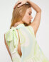 Фото #3 товара ASOS DESIGN high neck tiered mini dress in green swirl print