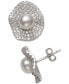 ფოტო #3 პროდუქტის Cultured Freshwater Pearl (6mm) & Cubic Zirconia Button Stud Earrings in Sterling Silver