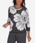 ფოტო #3 პროდუქტის Petite Worth Avenue Floral Textured Sweater