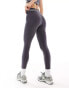 ASOS Weekend Collective seamless leggings with branded waistband in charcoal Черный, XS - EU 32-34 - фото #3