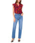 ფოტო #3 პროდუქტის Women's Floral V-Neck Flutter-Sleeve Top