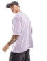 ASOS DESIGN oversized t-shirt in heavyweight 220gsm washed lavender with Brooklyn chest print