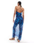 ONLY Tall strappy maxi dress in blue watercolour print MARINEAKADEMIE, L - EU 40-42 - фото #4