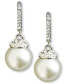 Earrings, Crystal Accent and White Glass Pearl