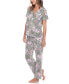 ფოტო #9 პროდუქტის Women's Short Sleeve Pants Tropical Pajama Set, 2-Piece