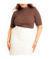 Фото #1 товара Plus Size Sleek Funnel Neck Elbow Sleeve Sweater - 18/20, Hot