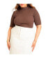 Plus Size Sleek Funnel Neck Elbow Sleeve Sweater