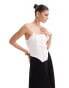 Фото #2 товара Extro & Vert corset contrast midi dress with pleated skirt in mono