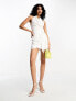 Фото #8 товара ASOS DESIGN washed halterneck tie waist mini dress in white