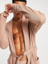 Фото #3 товара ASOS DESIGN lounge dressing gown in tonal cotton rib in beige