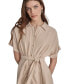 ფოტო #4 პროდუქტის Women's Collared Short-Sleeve Crinkle Shirt Dress