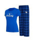 Women's Royal, Black Kentucky Wildcats Arctic T-shirt and Flannel Pants Sleep Set