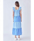 ფოტო #5 პროდუქტის Women's Ruffle Detail Colorblock Midi Dress