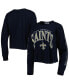 ფოტო #1 პროდუქტის Women's Black New Orleans Saints Skyler Parkway Cropped Long Sleeve T-shirt