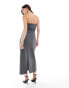 Mango tailored pinstripe bandeau midi dress in grey