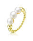 Фото #1 товара Sterling Silver 14K Gold Plated and 4.5MM 3 Fresh Water Pearls Ring